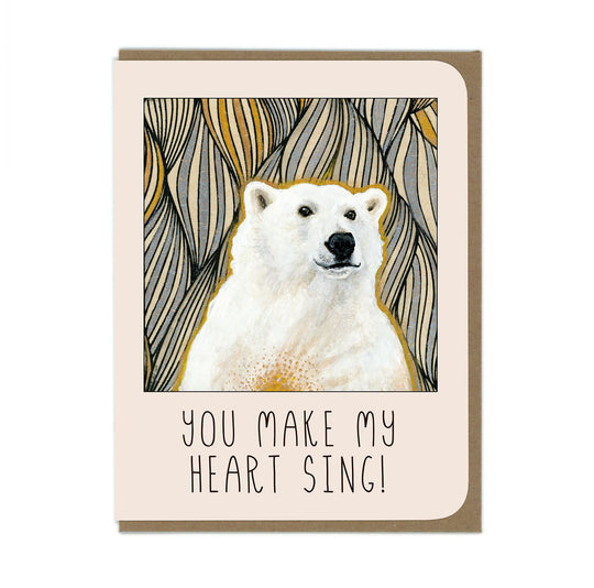 Singing Heart - Polar Bear - Greeting Card