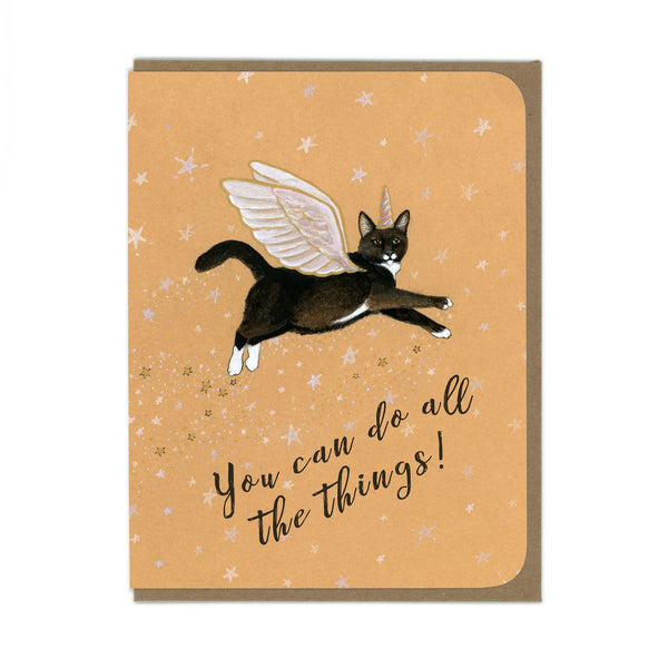 Encouragement - Magic Flying Cat - Greeting Card