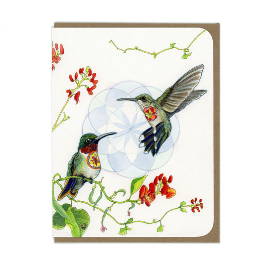 Ruby-Throated Hummingbirds - Greeting Card
