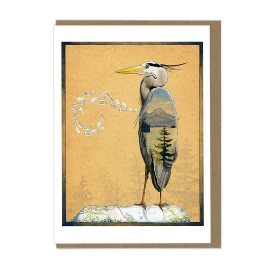 Great Blue Heron & Lake - Greeting Card