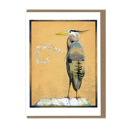 Great Blue Heron & Lake - Greeting Card