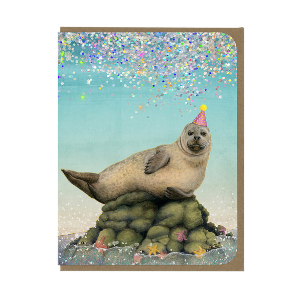 Birthday - Happy Harbor Seal - Greeting Card