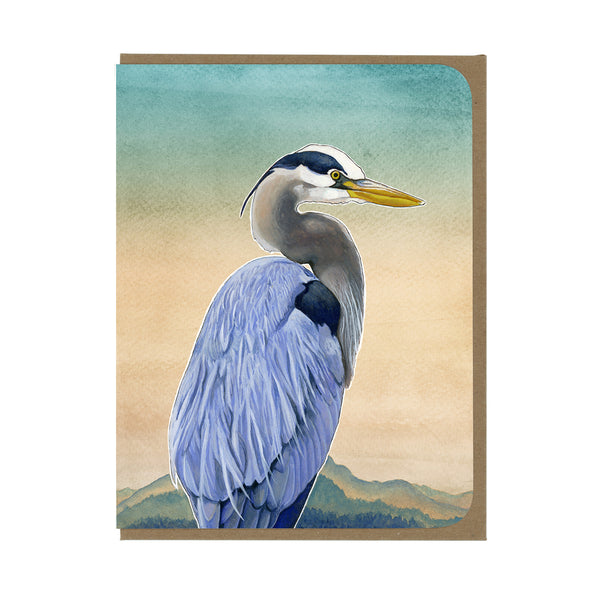 Great Blue Heron & Misty Morning -  Greeting Card
