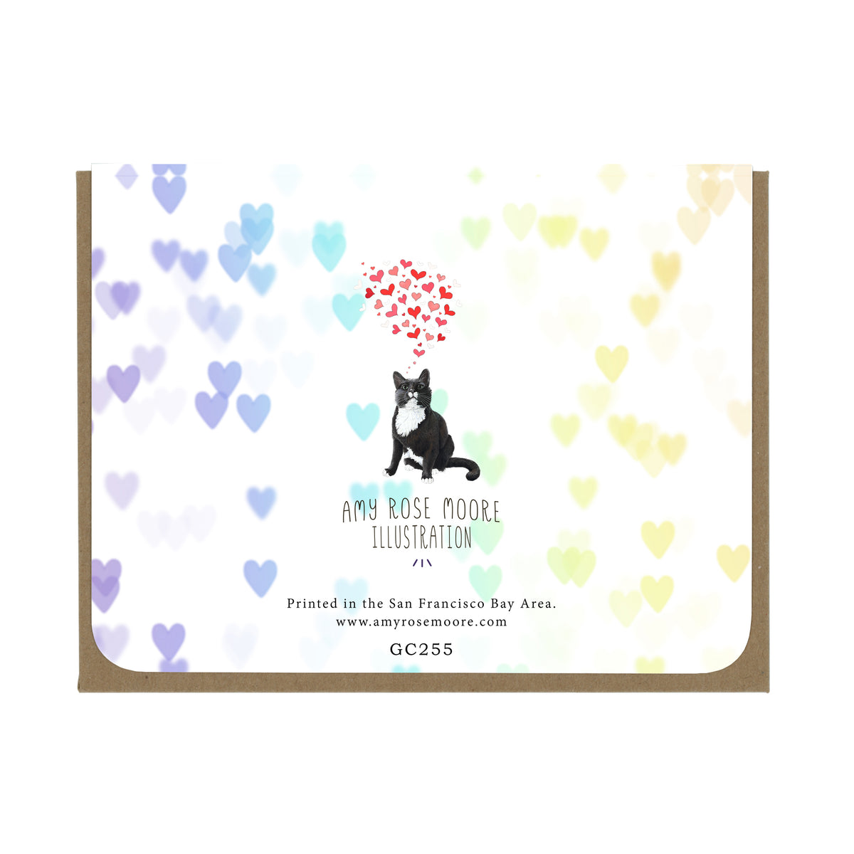 Loving Orange Tabby Cat and Hearts  - Greeting Card