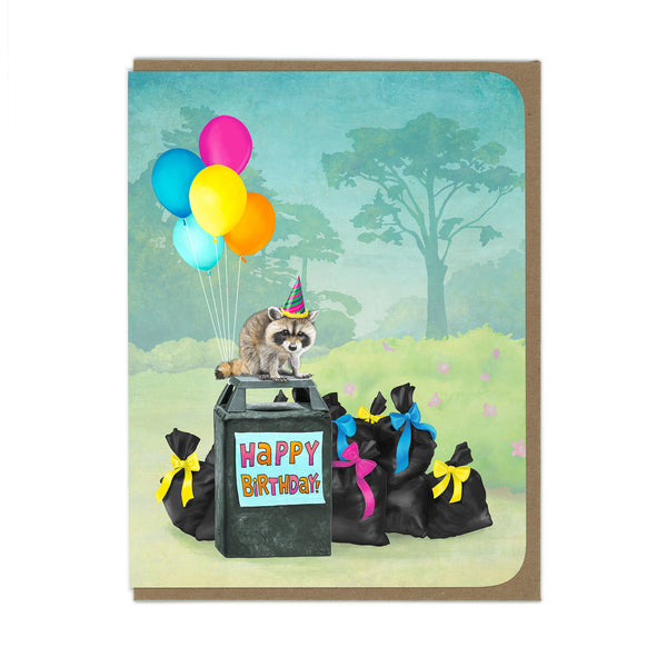 BIRTHDAY - Raccoon Party in the Park - Greeting Card