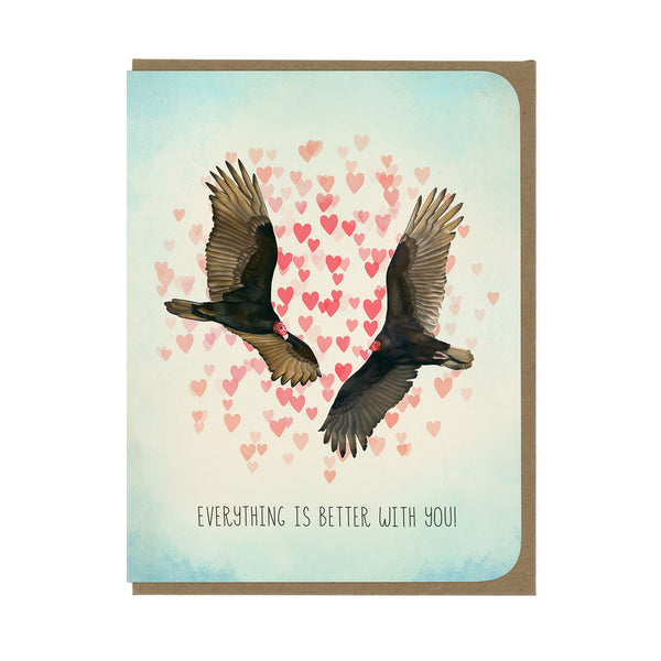 Love - Turkey Vultures and Hearts - Greeting Card
