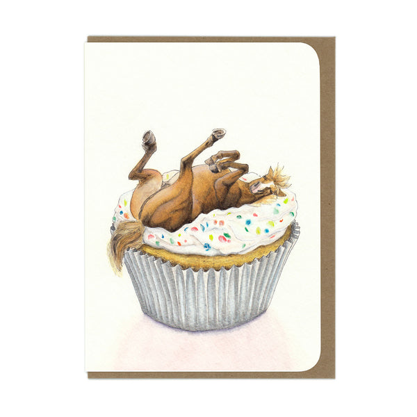Birthday - Horse on Cupcake - Greeting Card