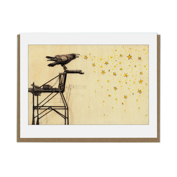 Lullaby - Crow and Shipping Crane Card - Wholesale