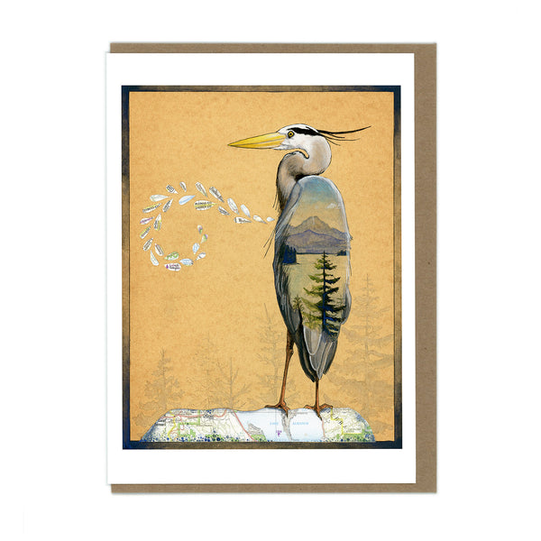 Great Blue Heron and Lake Card - Wholesale