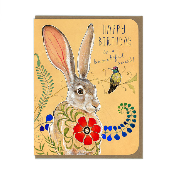 Birthday Card - Rabbit and Hummingbird - Wholesale