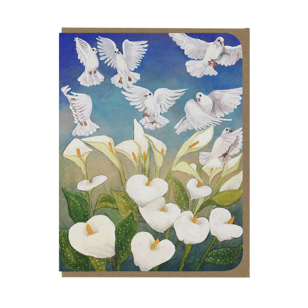 Doves and Calla Lilies - Greeting Card