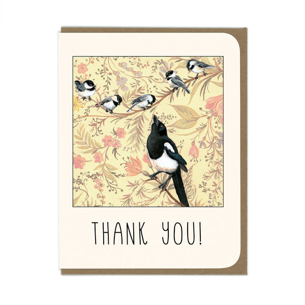 Thank You Card - Magpie and Chickadees - Wholesale