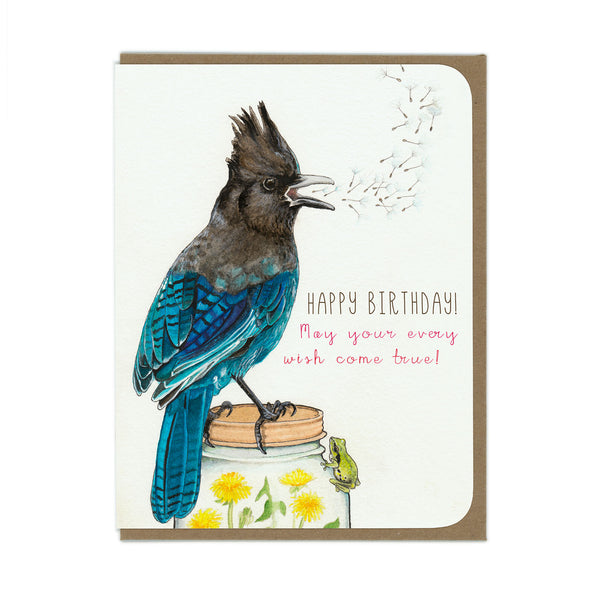 Birthday Card - Steller's Jay Wishes - Wholesale