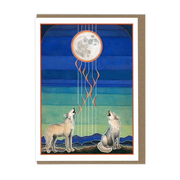 Wolves and Moon Card - Wholesale