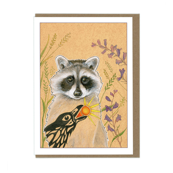 Raccoon and Raven - Greeting Card