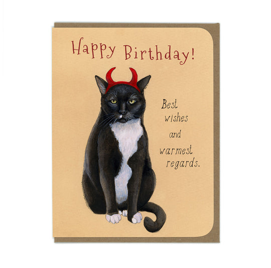 Birthday - Devil Cat - Greeting Card
