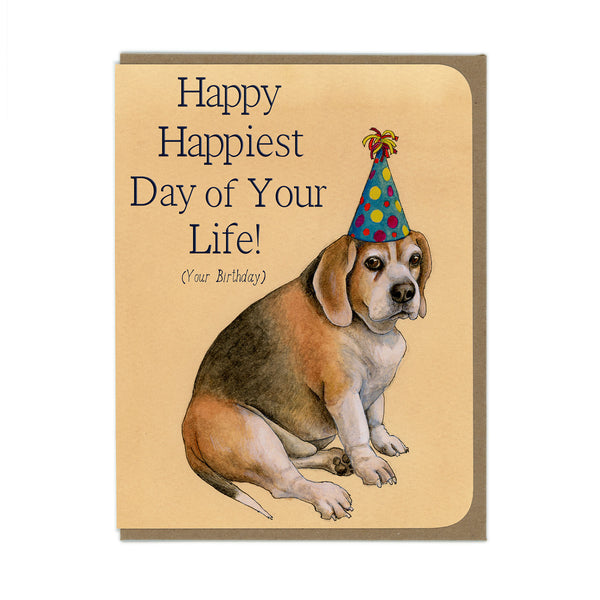 Birthday - Happiest Day Beagle - Greeting Card