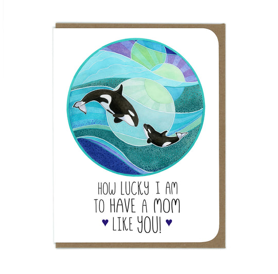 Happy Mother's Day - Orca Mama and Baby - Greeting Card