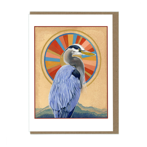 Heron and Sun - Greeting Card