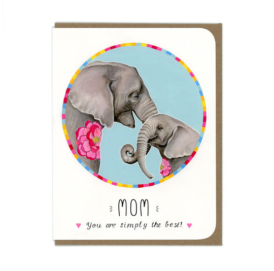 Happy Mother's Day - Elephant Mama and Baby - Greeting Card
