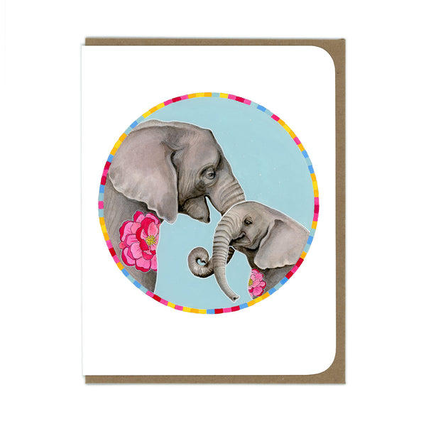 Elephant Mama and Baby  - Greeting Card