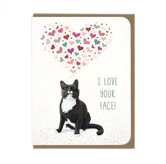 Love and Friendship - Love Your Face Tuxedo Cat - Greeting Card