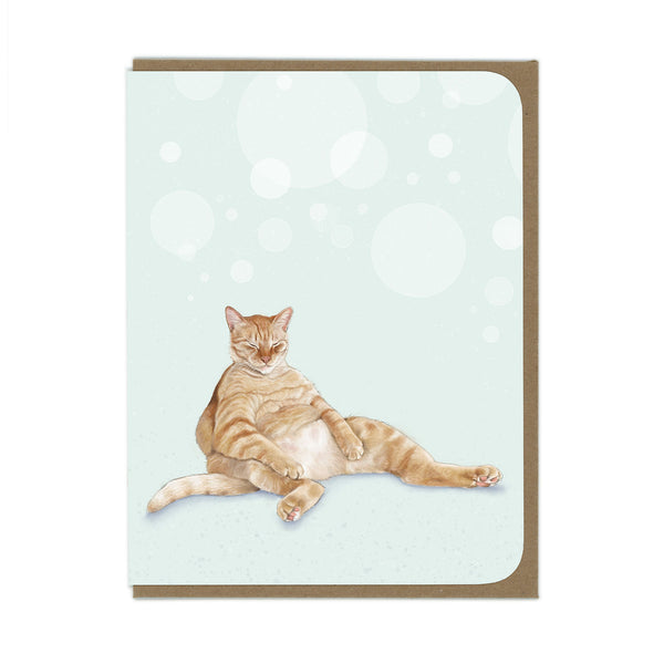 Snoozy Orange Tabby Cat - Greeting Card