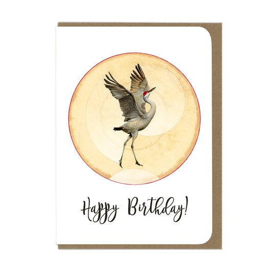 BIRTHDAY - Dancing Sandhill Crane  - Greeting Card