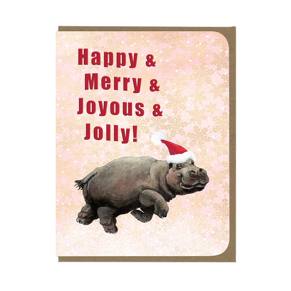 HOLIDAY - Very Merry Hippo - Greeting Card