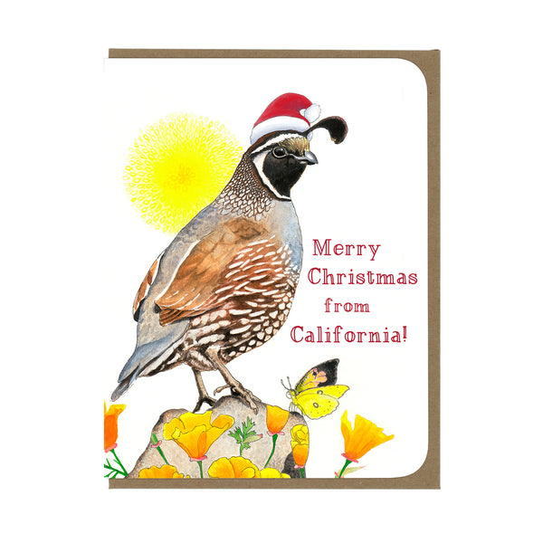 HOLIDAY - Christmas in California Quail Card - Wholesale