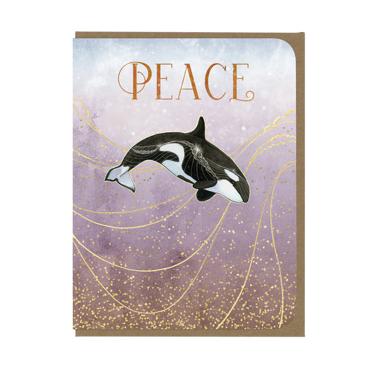 HOLIDAY - Peace - Orca Whale Swimming - Greeting Card