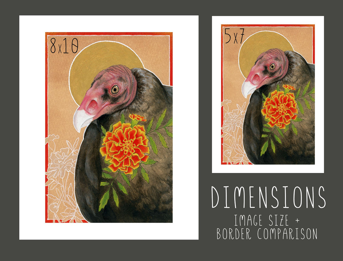 Turkey Vulture and Flower Print - Wholesale