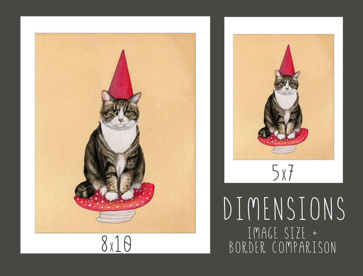 Garden Gnome Cat Print