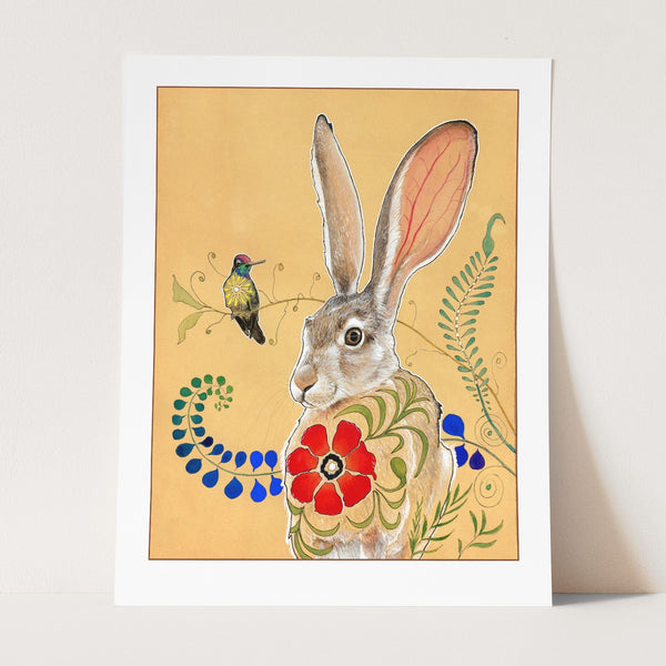 Jackrabbit and Hummingbird Print - Wholesale