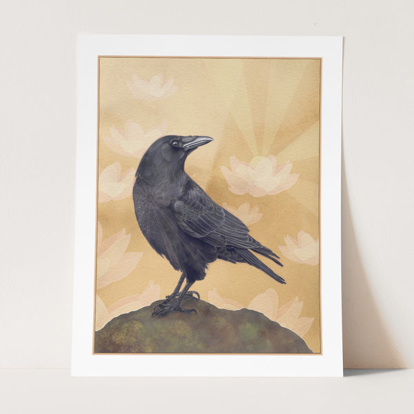 Crow and Lotus Print