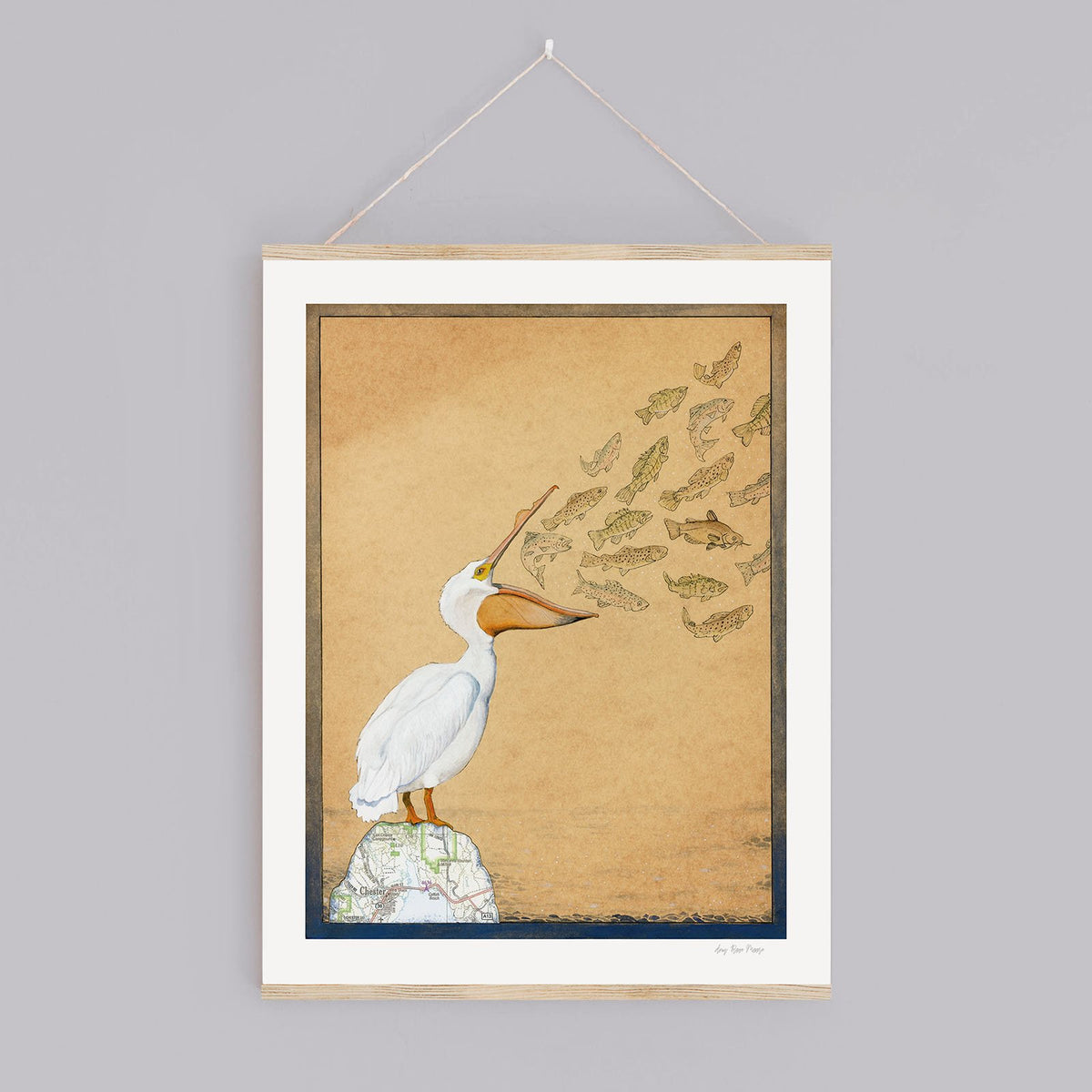 White Pelican "Fishing Song" Print - Wholesale