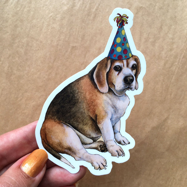 Party Dog Beagle Sticker - Wholesale
