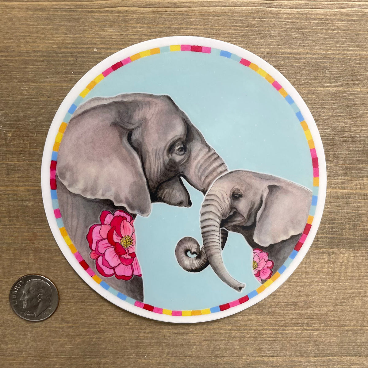 Elephant Mama and Baby - Sticker