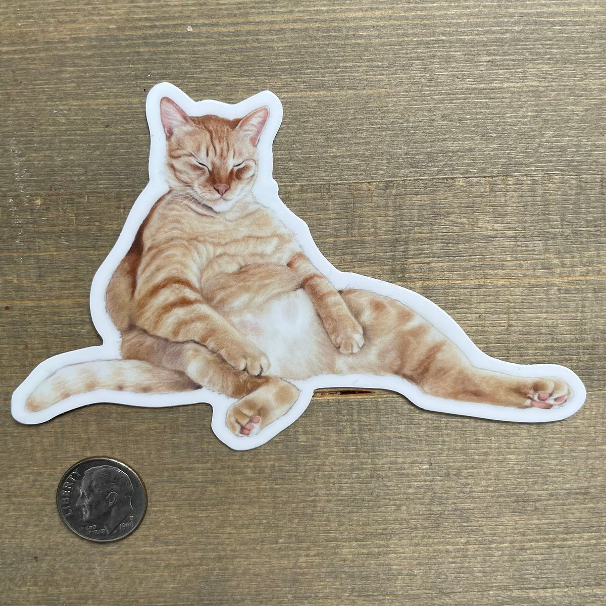 Snoozy Orange Tabby Cat - Sticker