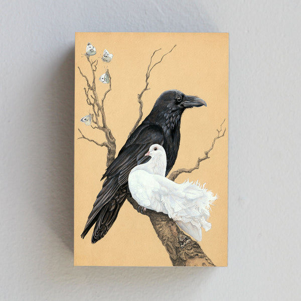 Raven and Dove - Wood Panel Print