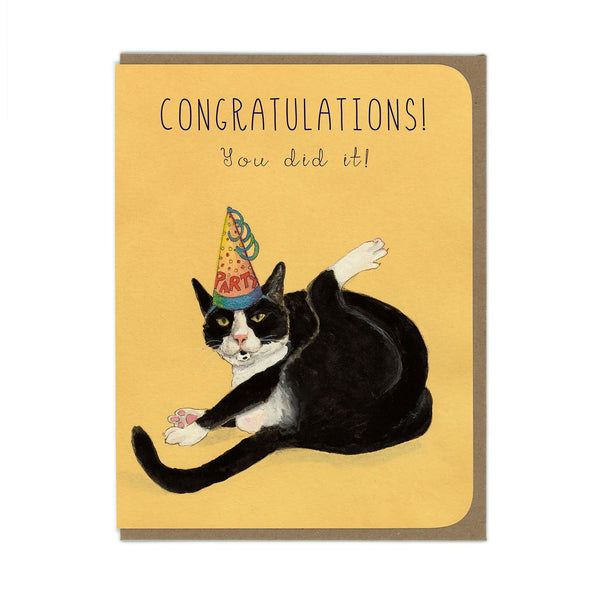 Congratulations Party Cat - Greeting Card