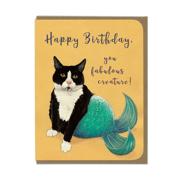 Birthday - Mermaid Cat - Greeting Card