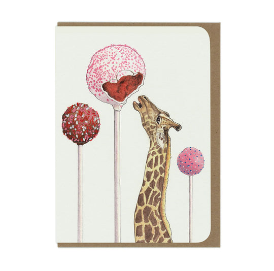BIRTHDAY Cakepop Giraffe - Greeting Card