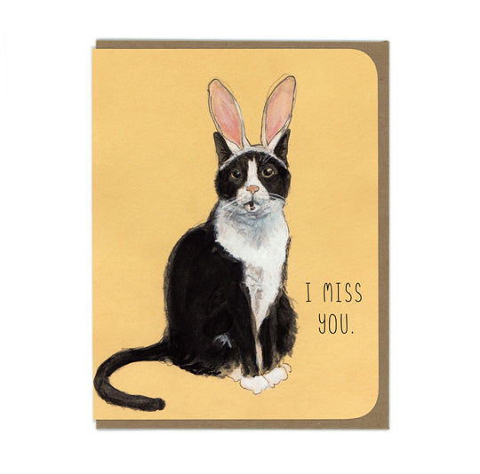 Miss You - Cat Rabbit - Greeting Card