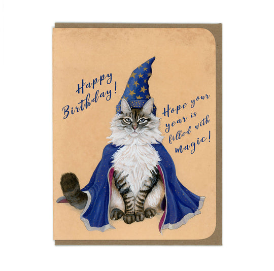 Birthday - Wizard Cat - Greeting Card