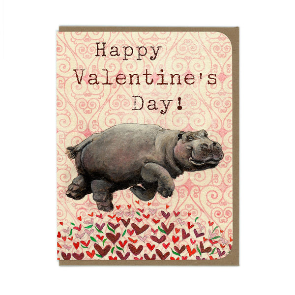 Valentines - Hippo - Greeting Card