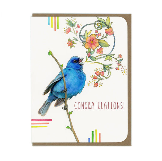 Congratulations - Indigo Bunting - Greeting Card
