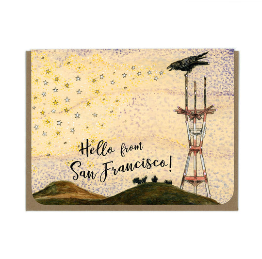 Hello from San Francisco - Sutro Tower - Greeting Card