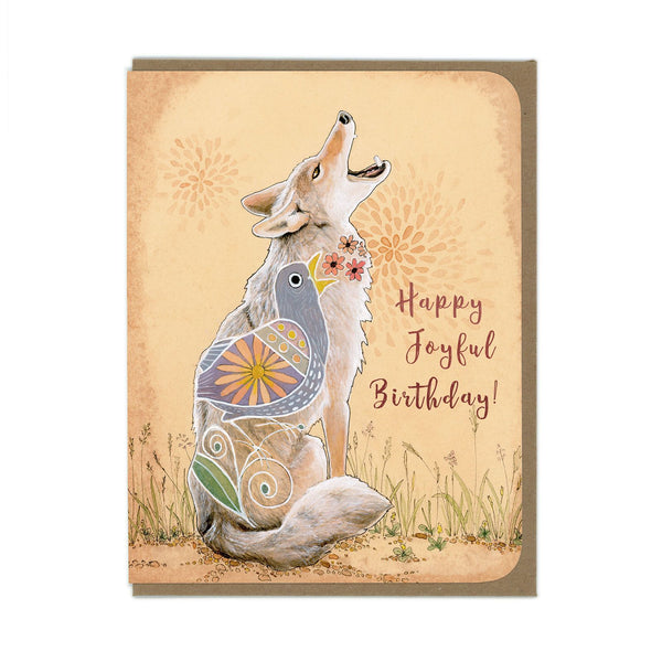Birthday - Coyote and Bird - Greeting Card
