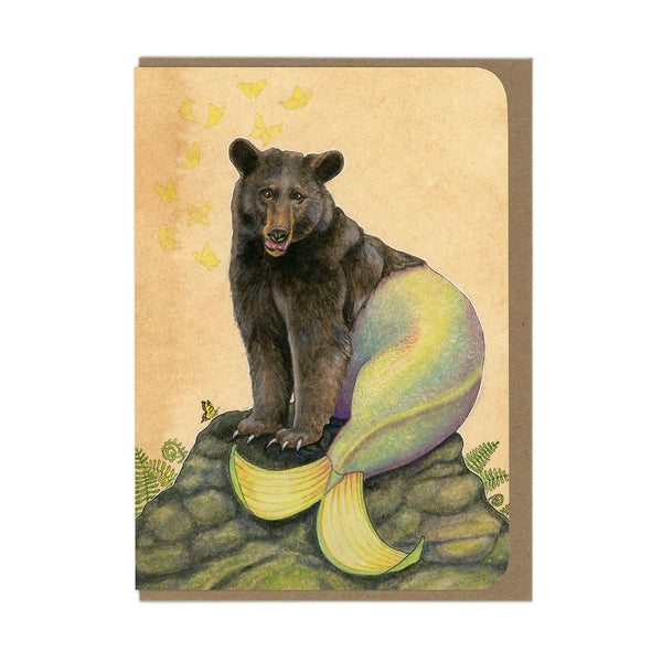Bear Mermaid (Green) - Greeting Card